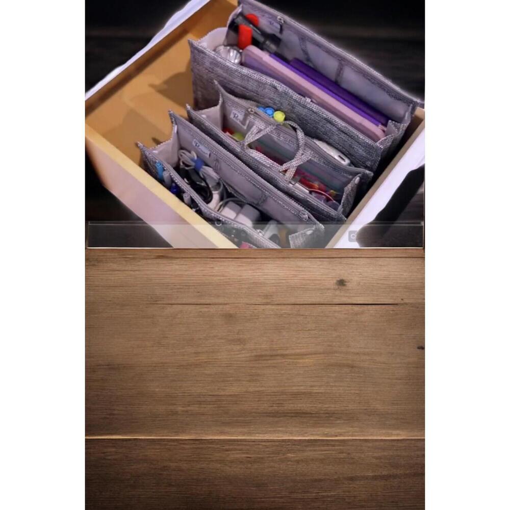 Periea 4-Pack Purse Organizers with Gift Bags Gray Tweed